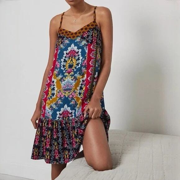 Anthropologie Zadie Slip Dress Floral Print Velvet Broomstick Moody Small - Picture 1 of 12